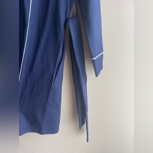 New Universal Standard Rachele Lounge Robe Blue Piping Women Size 4XS - Picture 6 of 13